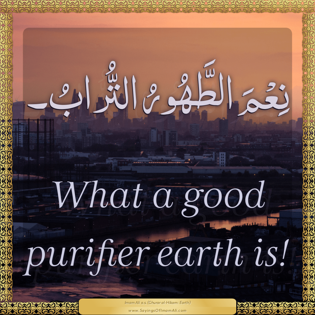 What a good purifier earth is!